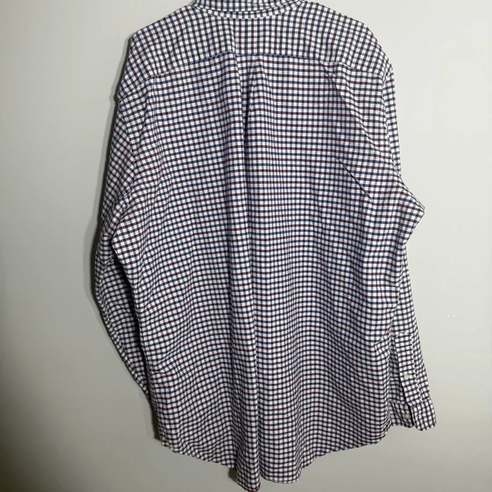 Polo Ralph Lauren Button Down Shirt 2XL Maroon Blue Plaid Check Long Sleeve Top